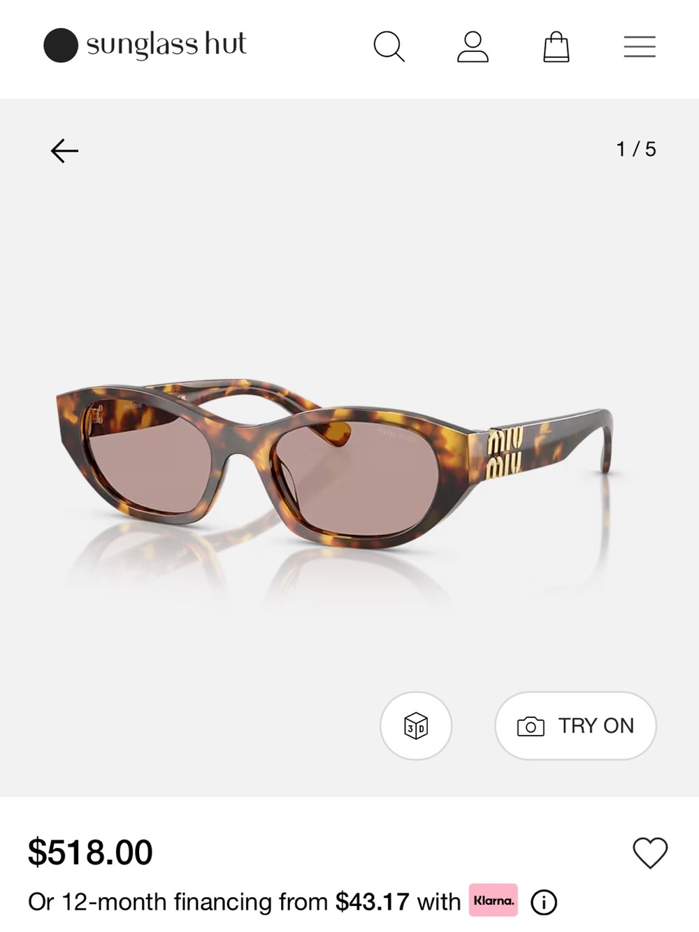 Miu Miu Tortoiseshell Cat-Eye Sunglasses with Brown Lenses